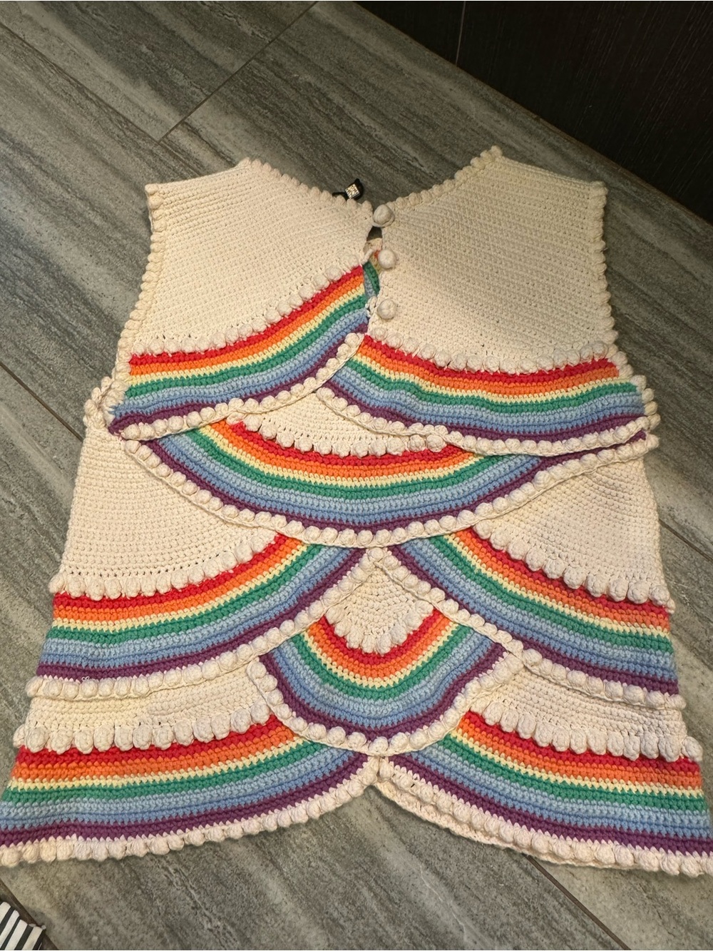 Loewe Cream Crochet Cardigan with Rainbow Stripe Detailing - Picture 8 of 8